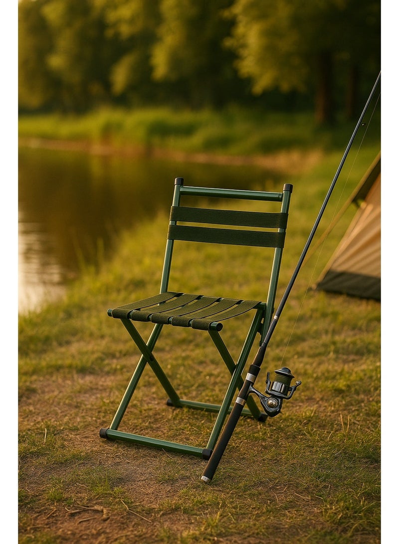 ايرس كرسي قابل للطي محمول بإطار معدني قوي ومقعد مخطط - كرسي خفيف الوزن قابل للطي للاستخدام في المنزل والمكتب والتخييم والاستخدام الخارجي - Image 4